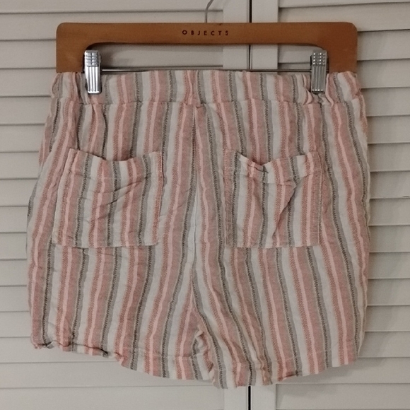 Briggs New York Pink and White Striped High Waist Shorts - Picture 3 of 5